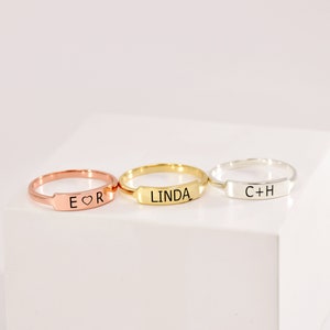 Custom Delicate Dainty Bar Ring • Dainty Bar Ring • Engraved Bar Ring • Bar Ring with Name, Initials or Dates • Skinny Ring • Gift For Her