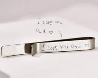 Aangepaste handtekening handschrift stropdas bar • gepersonaliseerde tie bar voor papa • Handschrift tie clip voor hem • groomsmen gift • cadeau voor papa