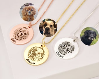 Personalized Dog Mom Gift • Custom Pet Portrait Necklace • Pet Memorial Engraved Necklace • Pet Memorial Jewelry • Gift for Pet Lover