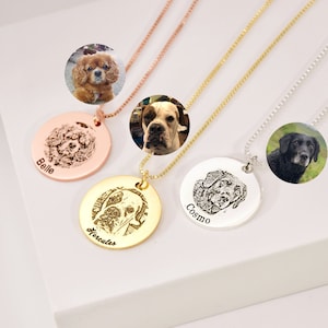Personalized Dog Mom Gift • Custom Pet Portrait Necklace • Pet Memorial Engraved Necklace • Pet Memorial Jewelry • Gift for Pet Lover