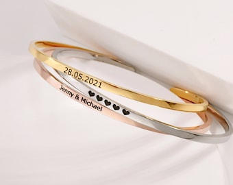 Bracciale inciso delicato • Bracciale personalizzato • Bracciale personalizzato • Regalo ispiratore • Bracciale personale • Gioielli con messaggi nascosti