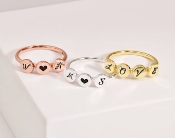 Anillo de carta personalizado • Anillo inicial • Anillo pequeño de oro de 18k • Anillo de madres • Anillo de carta • Regalo para ella • Anillo minimalista • Anillo BFF