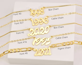 Custom Year Necklace • Birth Year Necklace • Custom Date Necklace • Custom Number Necklace • New Year Necklace • Gift for Her Birthday Gift