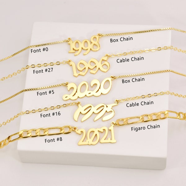 Custom Year Necklace • Birth Year Necklace • Custom Date Necklace • Custom Number Necklace • New Year Necklace • Gift for Her Birthday Gift