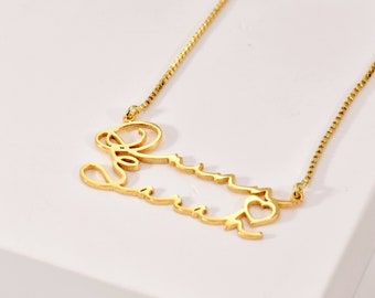 Double Name Necklace Etsy