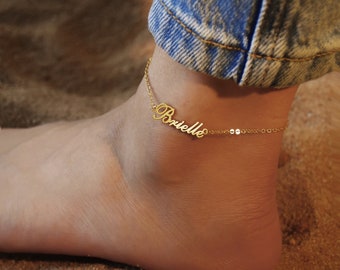 Personalized Anklet • Custom Name Bracelet • Custom Letter • Personalized Letter Anklet • Nameplate • Gift for Her • Adjustable Ankle Chain