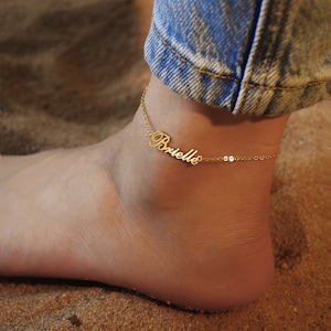 Tobillera personalizada • Pulsera con nombre personalizado • Carta personalizada • Tobillera con letra personalizada • Placa de identificación • Regalo para ella • Cadena de tobillo ajustable