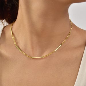Engraved Bar Necklace with Paperclip Chain • Name Necklace • Personalized Bar Necklace • Anniversary Gift for Wife • Kids Name Necklace