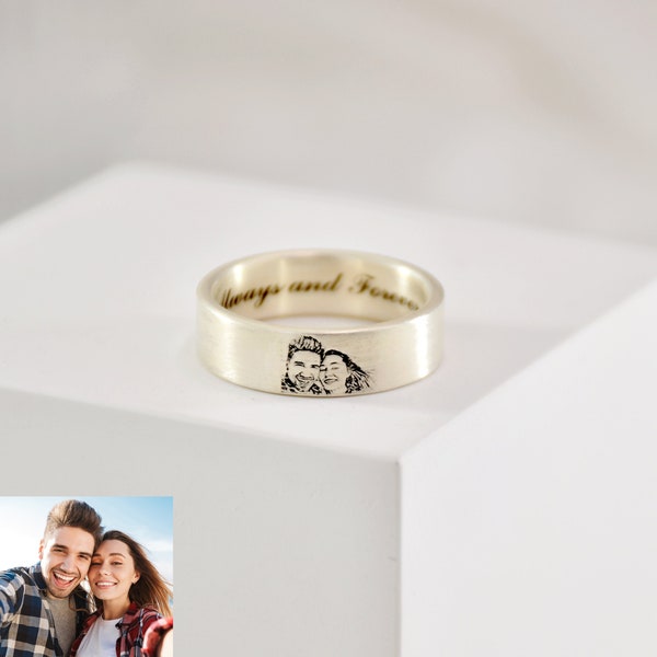 Memorial Photo Ring • Eternity Picture Ring • Custom Ring with Photo • Personalized Photo Jewelry • Anniversary Gifts