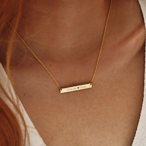 Collar de barra personalizado • Collar de barra de oro macizo • Collar de placa de identificación • Collar de barra grabada • Collar de mejor amigo