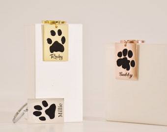 Personalized Pet Paw Print Keychain • Fingerprint Keychain • Custom Engraved Keychain • Memorial Gift • Dog Keyring • Gift for Pet Lover