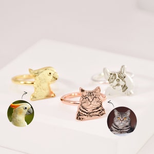 Personalized Pet Portrait Ring • Pet Photo Ring • Pet Memorial Ring • Your Dog Cat Bird Ring • Pet Memorial Jewelry • Gift for Pet Lover