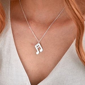 Personalized Music Note Necklace • Custom Music Necklace With Name • Tiny Eighth Note Necklace • Personalized Gift for Music lover
