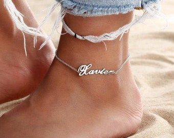 Personalized Name Anklet • Custom Ankle Name Bracelet • Initial Anklet • Custom Adjustable Name Anklet • Ankle Bracelet with Name