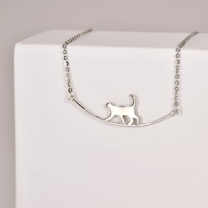 Sterling Silver Cat Necklace Cat Jewelry Kitty Jewelry Cat Charm Necklace Tiny Cat Pendant Cat Lover Necklace Gift for Cat Lover image 2