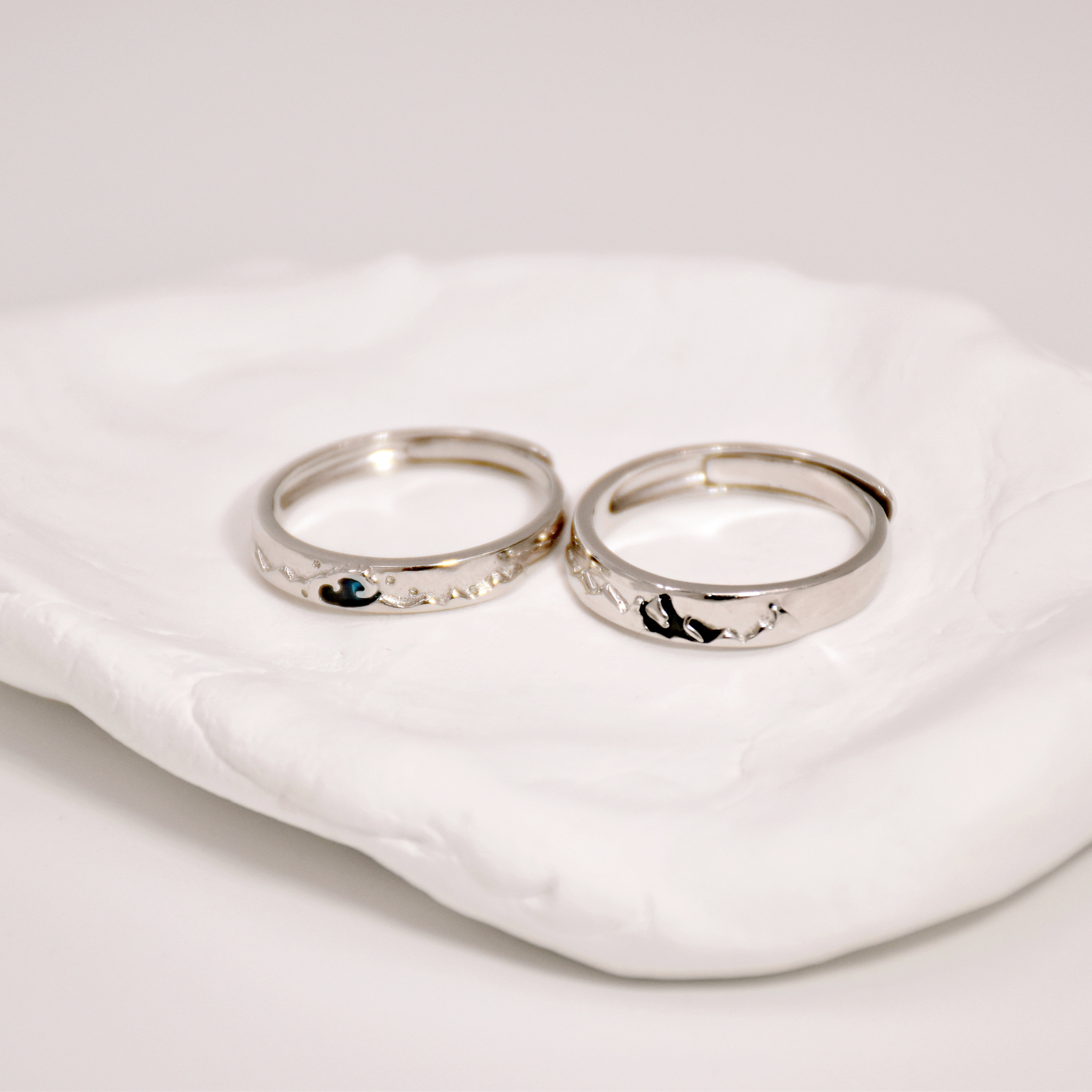 Couple Rings Set Sun Moon Sterling Silver Matching Promise Rings for Couples  | eBay