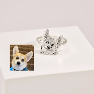 Dog Ring Personalized Dog Gift • Personalized Pet Portrait Ring • Pet Photo Ring • Pet Memorial Ring • Cat Bird Ring • Pet Memorial Jewelry
