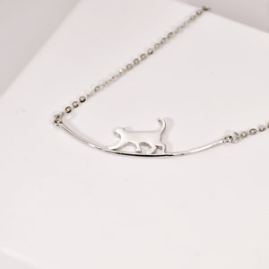 Sterling Silver Cat Necklace Cat Jewelry Kitty Jewelry Cat Charm Necklace Tiny Cat Pendant Cat Lover Necklace Gift for Cat Lover image 5