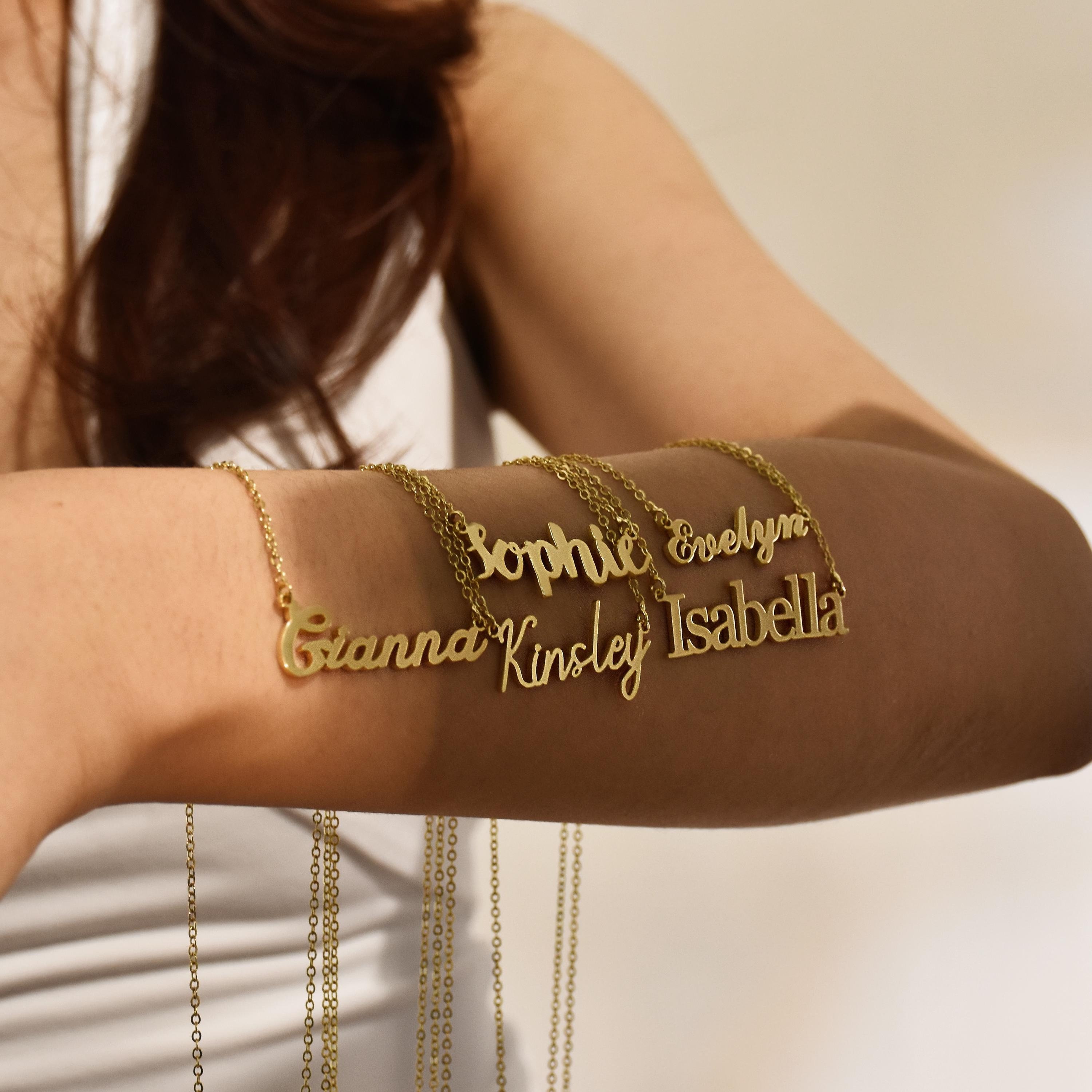 18K Gold Plated Name Necklace • Personalized Name Pendant