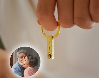 Projection Keyring • Custom Photo Keychain • Engraved Bar Keychain • Personalized Gift for Him • Memorial Picture Keychain • Gift for Her