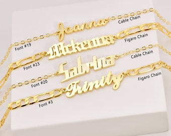 Personalized Name Bracelet or Anklet • Custom Name Anklet Figaro Chain • Ankle Bracelet Name • Nameplate Bracelet Anklet • Bridesmaid Gift