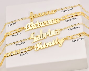 Personalisiertes Namensarmband oder Fußkettchen • Namenskette Figaro Kette • Fußkettchen Name • Namensschild Armband Fußkette • Brautjungfern Geschenk