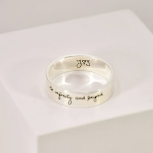 Personalized Engraved Handwriting Ring Wide Handwriting Band Custom Handwriting Ring Unisex Ring Personalized Handwriting Gift image 2