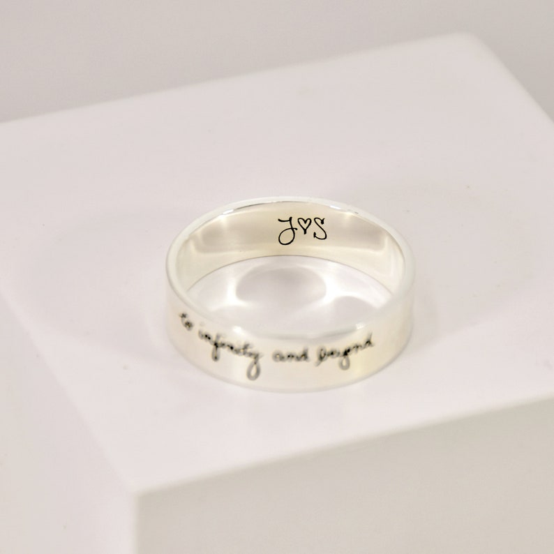 Personalized Engraved Handwriting Ring Wide Handwriting Band Custom Handwriting Ring Unisex Ring Personalized Handwriting Gift image 2