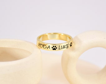 Pet Name Ring • Dog Memorial Gift • Personalized Paw Print Ring • Dog Lover Jewelry • Cat Lover Jewelry • Memorial Pet Ring • Dog Mom Ring
