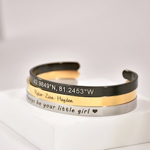 Bracelet manchette personnalisé Bracelet personnalisé Cadeau inspirant Manchette gravée Bracelet avec dicton personnel Bijoux unisexes à message caché image 2