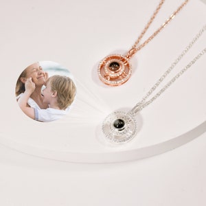 Projection Necklace in Gold Silver Rose Gold • Personalized Clock necklace • Memorial Photo Pendant Necklace • Personalized Gifts for Her