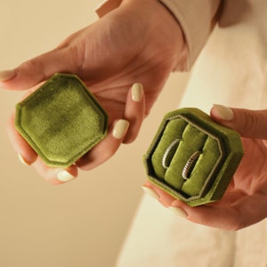Fluwelen ringendoosje van Myluckideas • Sierlijk verlovingsringdoosje • Trouwringdoosje • Vierkante achthoekige fluwelen ringendoos • Trendy geschenkverpakkingen