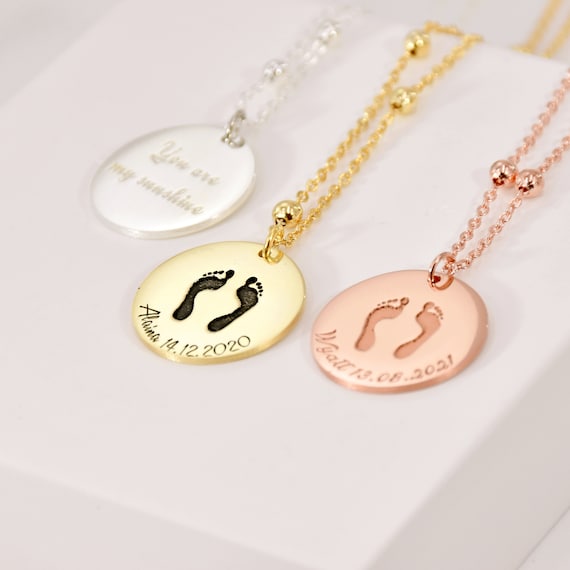 Buy Actual Baby Footprint Necklace Actual Handprint Necklace
