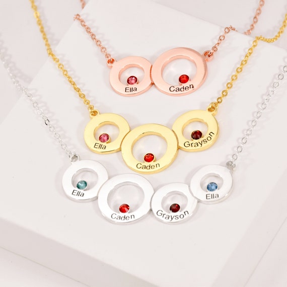 Mother's Family Circle Birthstone Pendant or Necklace Mother's Family Circle Birthstone Pendant or Necklace