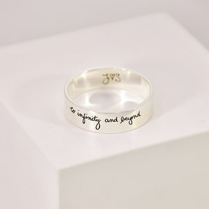 Personalized Engraved Handwriting Ring Wide Handwriting Band Custom Handwriting Ring Unisex Ring Personalized Handwriting Gift image 5