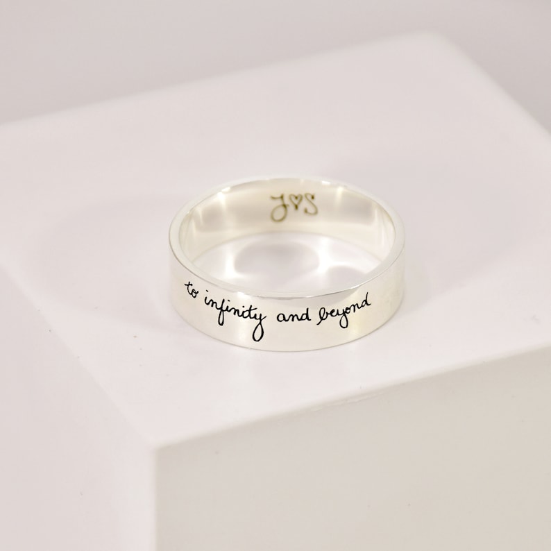 Personalized Engraved Handwriting Ring Wide Handwriting Band Custom Handwriting Ring Unisex Ring Personalized Handwriting Gift image 5