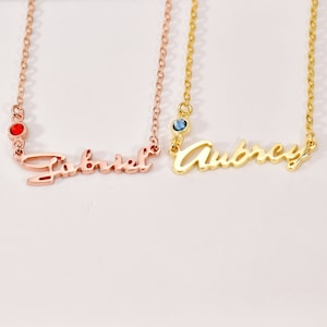 Collar de nombre personalizado • Collar de nombre de piedra de nacimiento • Collar de nombre personalizado con piedra de nacimiento • Regalo de mamá • Regalo de cumpleaños • Regalo de damas de honor