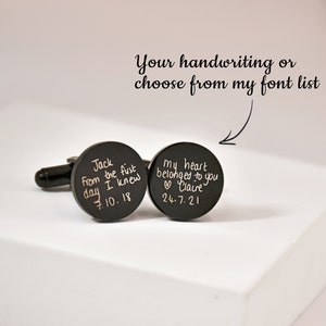 Gepersonaliseerde zilveren handschrift manchetknopen • handschrift manchetknopen voor vader echtgenoot • bruidegom manchetknopen • handtekening manchetknopen • huwelijkscadeau