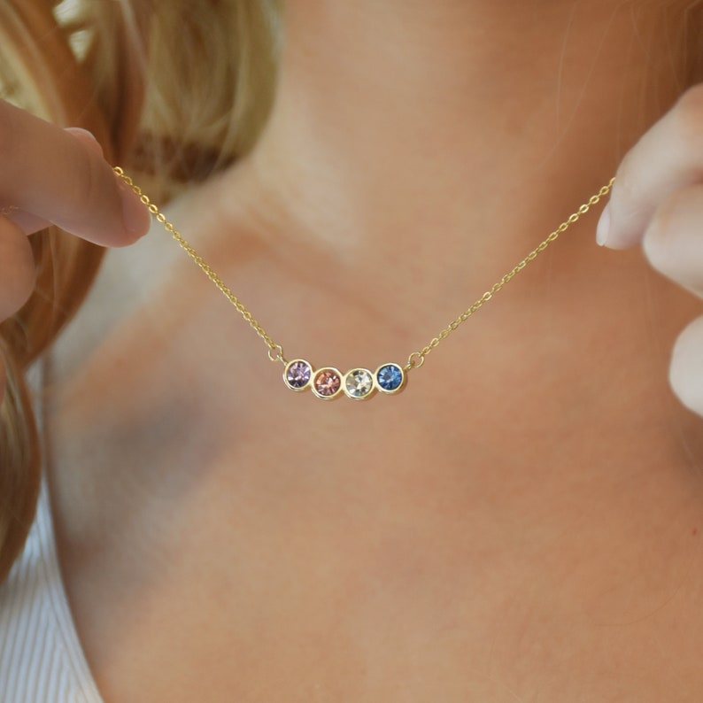 Personalised Birthstone Necklace Multiple Birthstone Necklace Birthstone Jewellery Mothers Necklace Birthstone Gift Gifts for Her zdjęcie 2