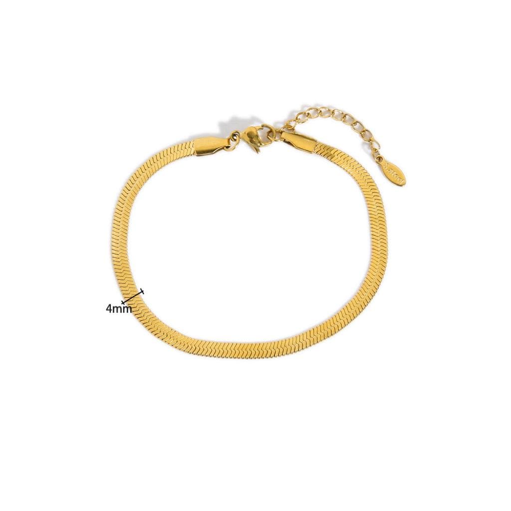 18Kゴールドスネークチェーンアンクレット • ヘリンボーンアンクレット
