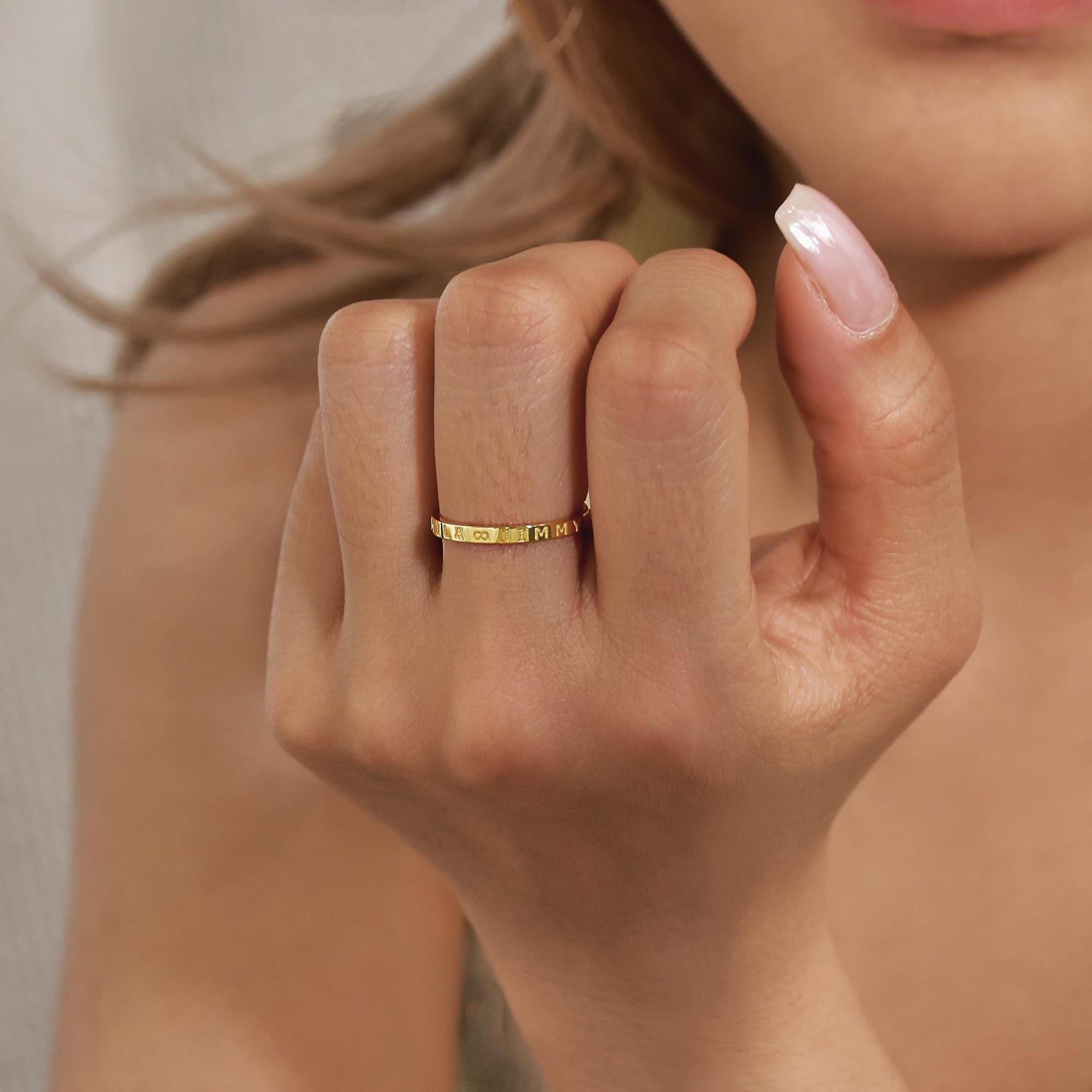 Personalized Sterling Silver Name Ring • Custom Skinny Name Ring ...