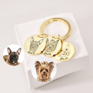 Dog Keychain Custom Pet Portrait • Pet Lover Personalized Gift • Engraved Photo Keyring • Pet Memorial Keychain • Dog Mom Animal Keychain