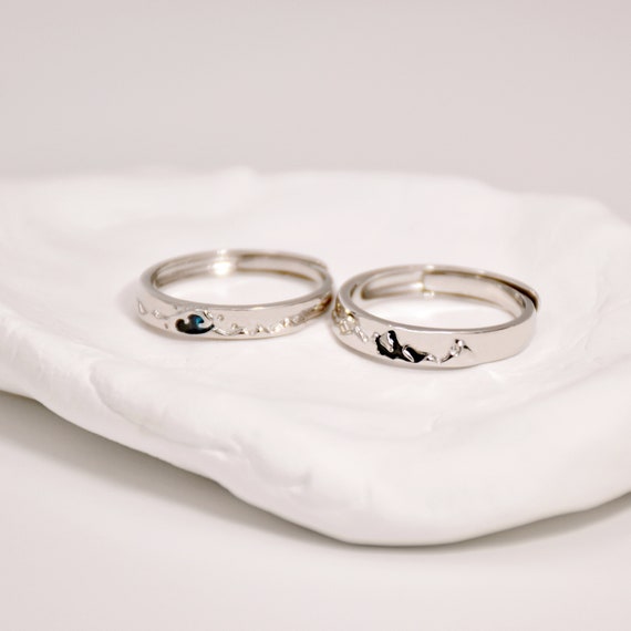 Adjustable Mountain Ocean Couple Ring Long Distance Relationship