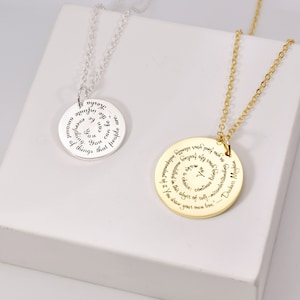 Collar de citas personalizadas • Collar de mensajes • Joyas personalizadas estampadas a mano • Verso de las Escrituras líricas de la canción • Collar de disco • Regalo para ella