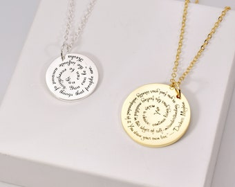 Collana di citazione personalizzata • Collana di messaggi • Gioielli personalizzati stampati a mano • Versi delle Scritture liriche delle canzoni • Collana del disco • Regalo per lei