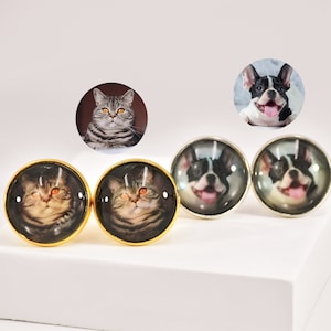 犬の写真入りカフスボタン • ペットの写真入りカフスボタン • ペットメモリアルカフスボタン • カスタム猫カフスボタン • 写真入りカフスボタン • 新郎への贈り物