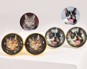 Gemelos de fotos de perros • Gemelos personalizados de fotos de mascotas • Enlaces de manguitos conmemorativos de mascotas • Enlaces de puños de gatos personalizados • Gemelos de fotos • Regalo de novio