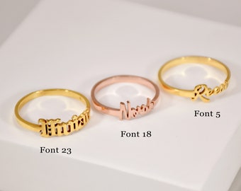 Name Ring • Personalized Ring • Custom Delicate Name Ring • Skinny Custom Ring • Tiny 2mm Stacking Ring • Baby Name Mom Gift • BFF Ring