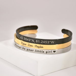 Brazalete personalizado Brazalete personalizado Regalo inspirador Brazalete grabado Brazalete con mensaje personal Joyería unisex con mensaje oculto imagen 3