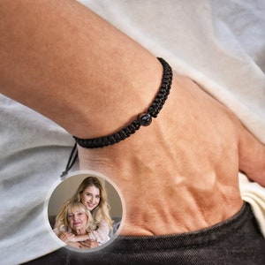 Customized Photo Projection Bracelet Braided Rope Bracelet Picture Inside Jewelry Gift for Him Memorial Gift image 3